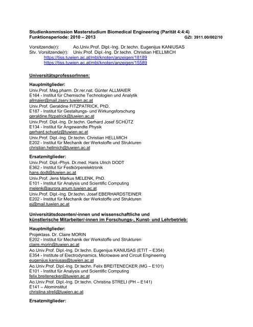 Mitgliederliste der Studienkommissionen - Technische Universität ...