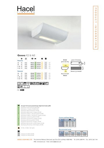 Geneva 422 & 460 - Hacel Lighting U. K.