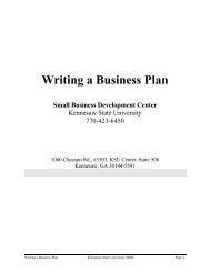 Writing a Business Plan - Coles College of Business - Kennesaw ...