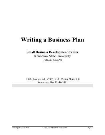 Writing a Business Plan - Coles College of Business - Kennesaw ...