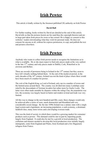 Irish Pewter - PewterBank