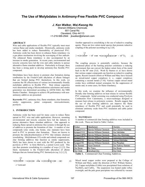 The Use of Molybdates in Antimony-Free Flexible PVC Compound