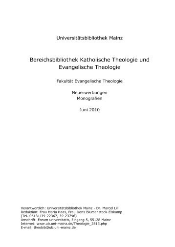 Bereichsbibliothek Katholische Theologie und Evangelische ...