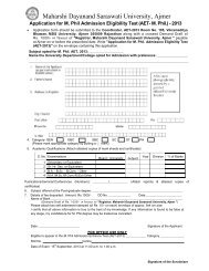 Application Form for AET â M Phil (2013) - Maharshi Dayanand ...