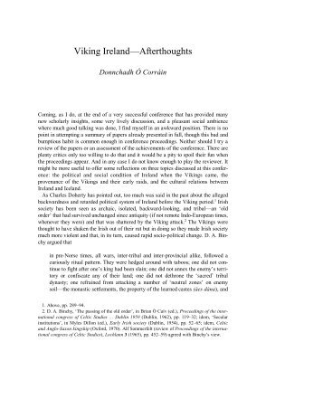 Viking Ireland: Afterthoughts - University College Cork