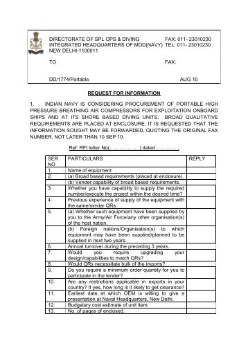 directorate of spl ops & diving fax - CII National Committee on Defence