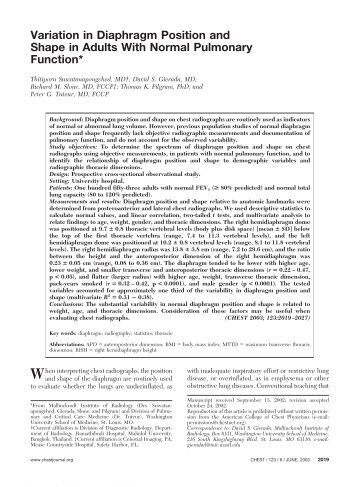 Variation in Diaphragm Position and Shape in Adults With Normal ...