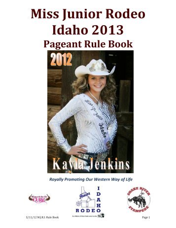 Official Rule Book - Miss Rodeo Idaho