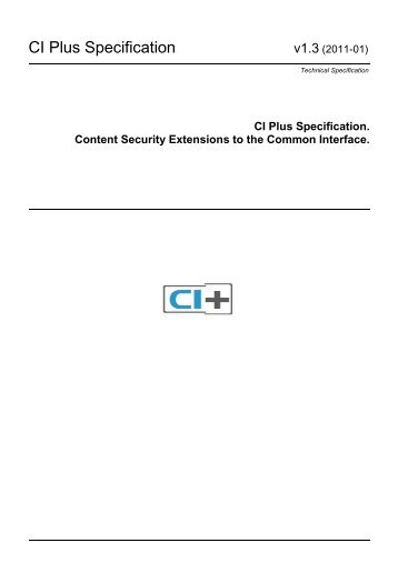 CI Plus Specification 1.3