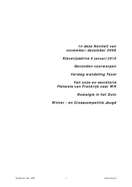 In deze Noviteit van november/december 2009 ... - AV Nova