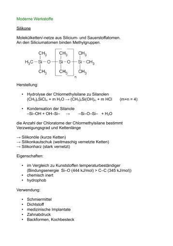 Moderne Werkstoffe Silikone MolekÃ¼lketten/-netze aus ... - herregger