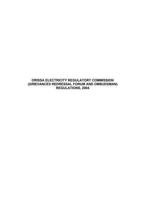 (Grievances Redressal Forum and Ombudsman) Regulations, 2004.