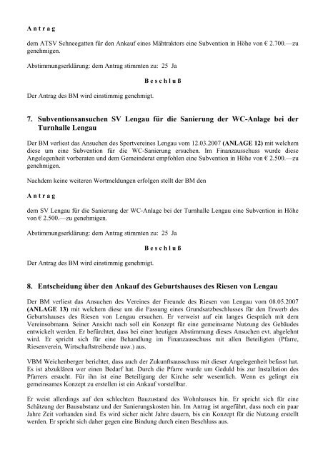 Gemeinderatssitzung Nr. 3 vom 21.06.2007 - .PDF - Lengau