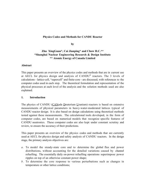Physics Codes and Methods for CANDU Reactor by ... - Basic Search