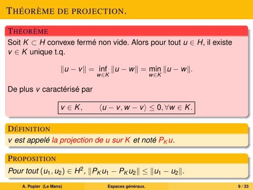 Espaces de Banach, de Hilbert, de Sobolev. - UniversitÃ© du Maine