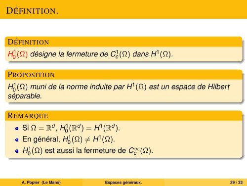 Espaces de Banach, de Hilbert, de Sobolev. - UniversitÃ© du Maine