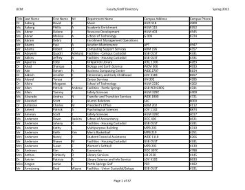 UCM Faculty/Staff Directory Spring 2012 Title Last - University of ...