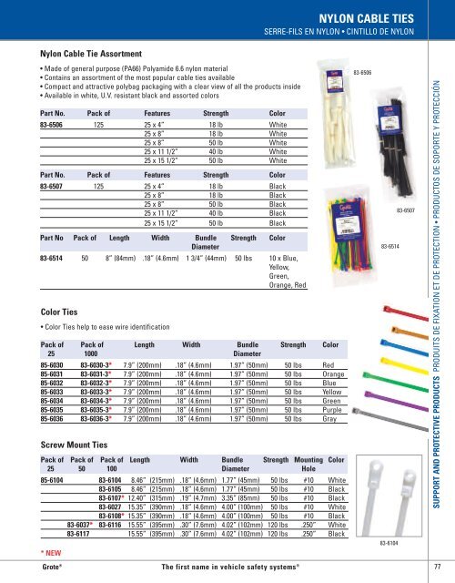 NYLON CABLE TIES - Grote Industries