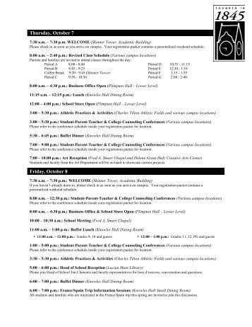 Schedule DRAFT (9.23.10) - Tilton School