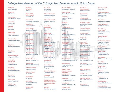 Distinguished Members of the Chicago Area Entrepreneurship Hall ...