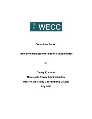 JSIS Report - Western Electricity Coordinating Council