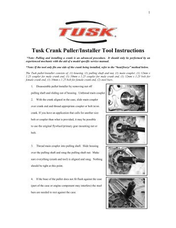 Tusk Crank Puller/Installer Tool Instructions - Rocky Mountain ATV/MC