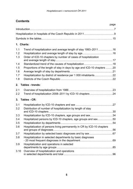 HospitalizovanÃ­ v nemocnicÃ­ch ÄR 2011 - ÃZIS ÄR