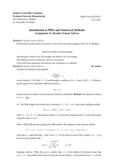 Iterative methods to solve a linear system