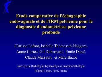 Etude comparative de l'Ã©chographie endovaginale et de l'IRM ...