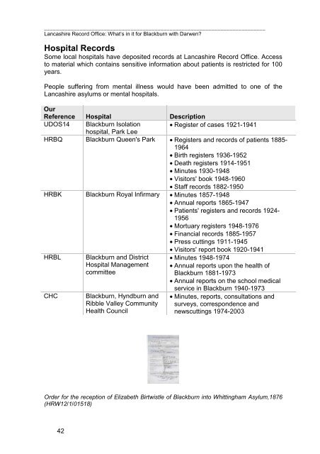 Lancashire Record Office - Blackburn with Darwen Borough Council