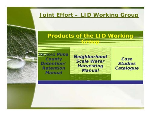 WATER HARVESTING INITIATIVES IN TUCSON AND PIMA COUNTY