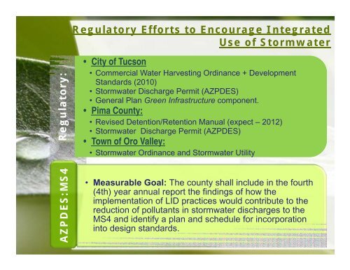 WATER HARVESTING INITIATIVES IN TUCSON AND PIMA COUNTY