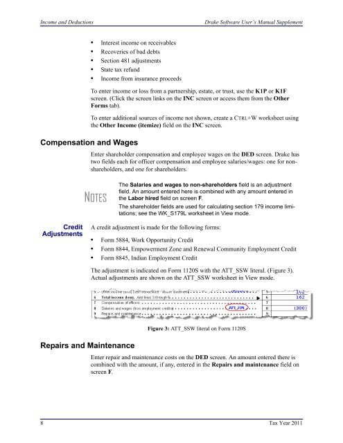 Drake Software User's Manual Tax Year 2011 Supplement: S ...