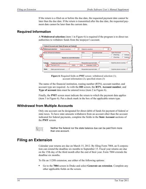 Drake Software User's Manual Tax Year 2011 Supplement: S ...