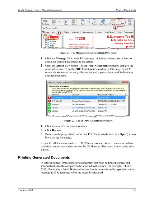 Drake Software User's Manual Tax Year 2011 Supplement: S ...