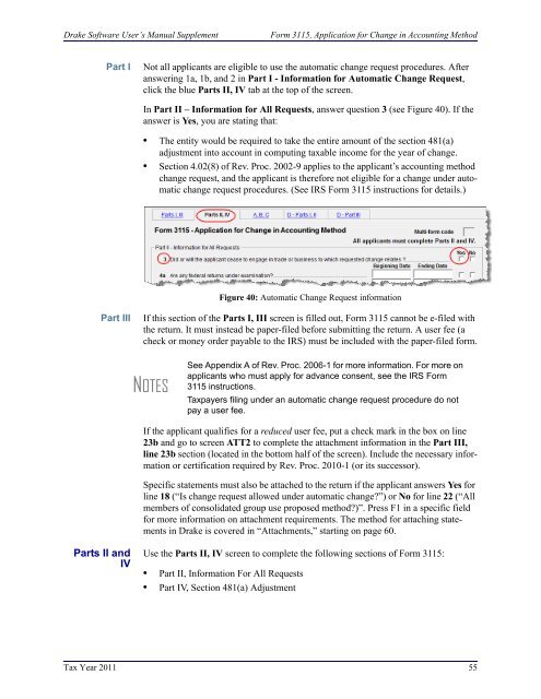 Drake Software User's Manual Tax Year 2011 Supplement: S ...