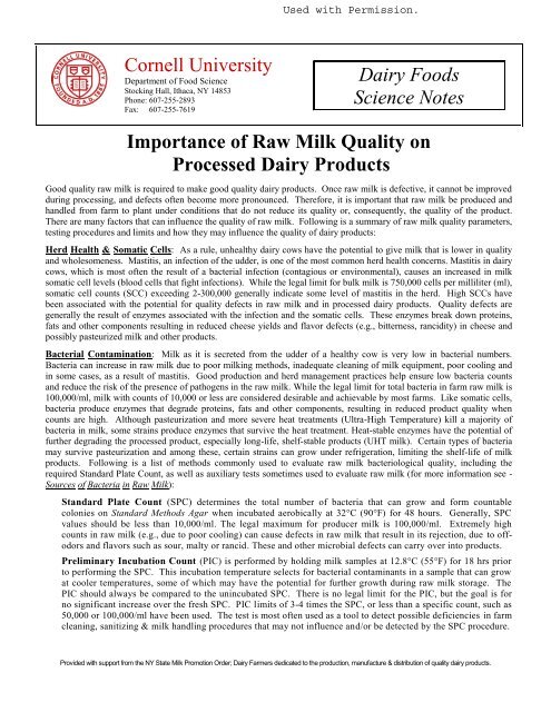 Raw Milk Quality