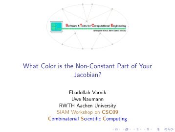 What Color is the Non-Constant Part of Your Jacobian? - Stce.rwth ...