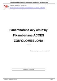 Fanambarana avy amin'ny Fikambanana ACCES ZON'OLOMBELONA