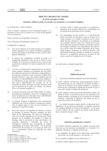 DIRECTIVA 2002/90/CE DEL CONSEJO de 28 de ... - BOE.es