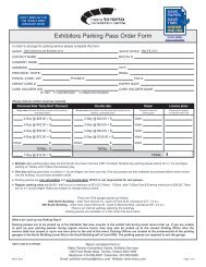 Exhibitors Parking Pass Order Form