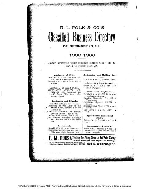 Polk's Springfield City Directory, 1902 - University of Illinois Springfield