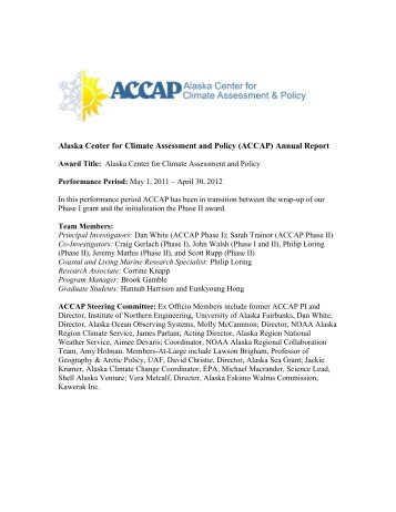 ACCAP 2011-12 Annual Report (pdf) - Climate Program Office - NOAA