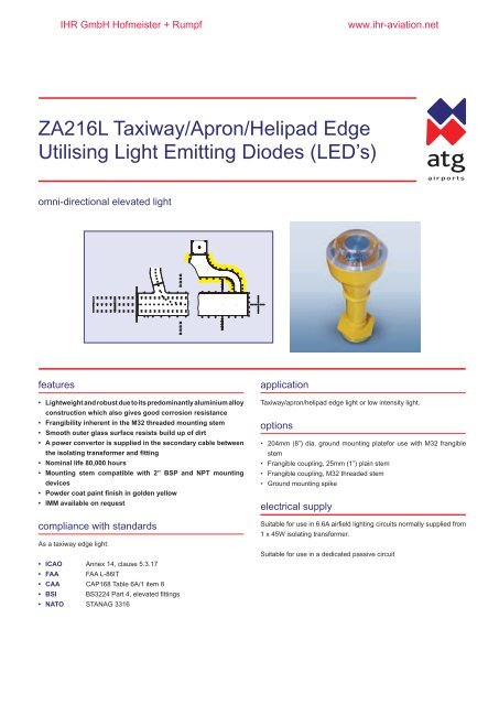 ZA216L Taxiway/Apron/Helipad Edge Utilising Light ... - IHR-Aviation