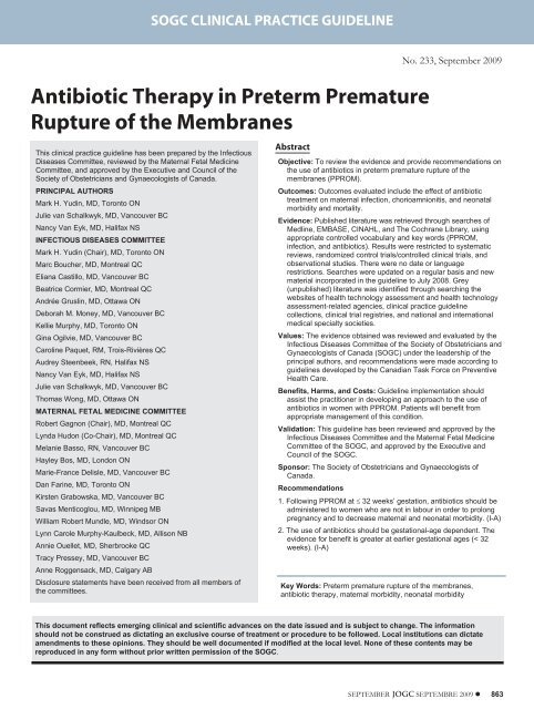 Antibiotic Therapy in Preterm Premature Rupture of the Membranes