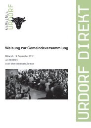 Weisung zur Gemeindeversammlung - Gemeinde Urdorf