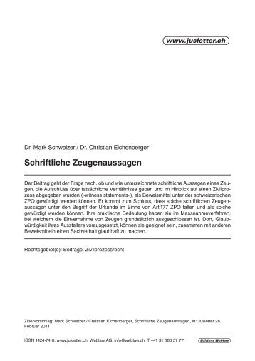 Schriftliche Zeugenaussagen - Decisions.ch