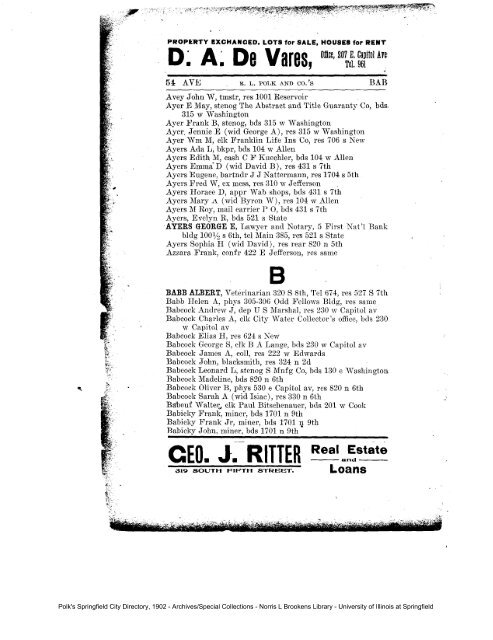 Polk's Springfield City Directory, 1902 - letter B - University of Illinois ...