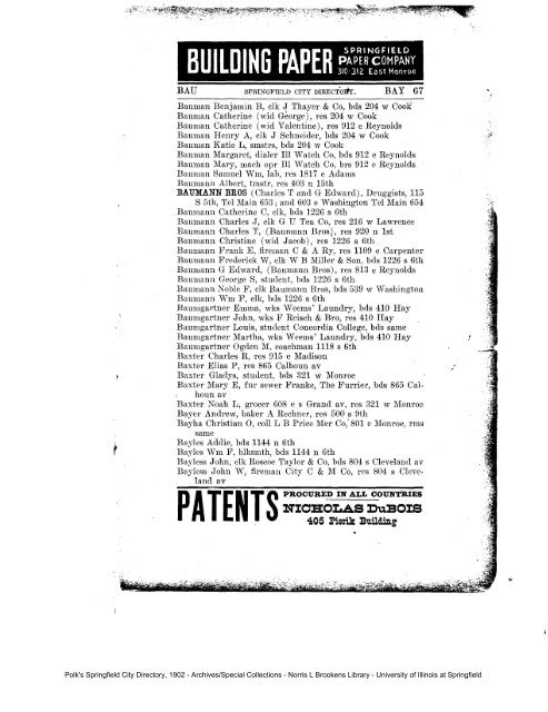Polk's Springfield City Directory, 1902 - letter B - University of Illinois ...