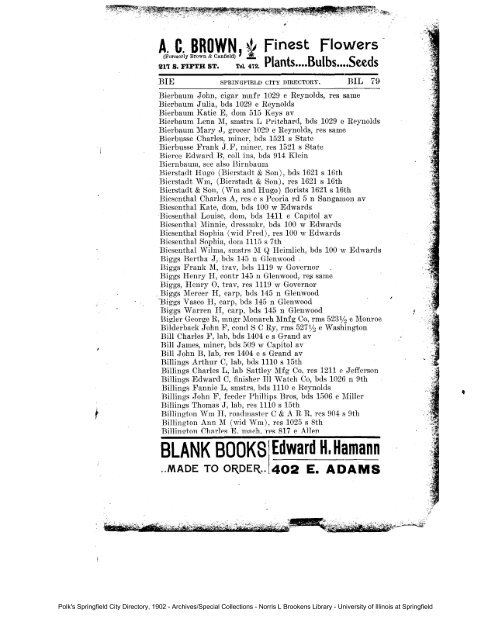 Polk's Springfield City Directory, 1902 - letter B - University of Illinois ...